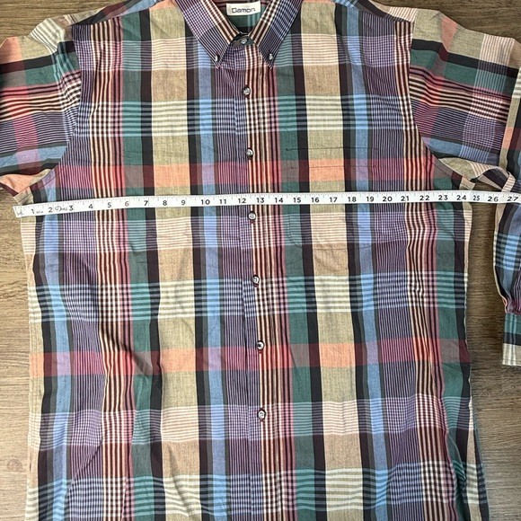 Damon Men's Multicolor Pastel Plaid Collared Button Down Long Sleeve Shirt, XL - Picture 5 of 8